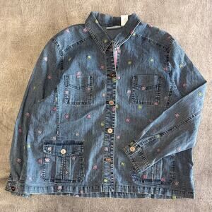 Vintage Alfred Dunner Butterfly Embroidered Denim Jacket